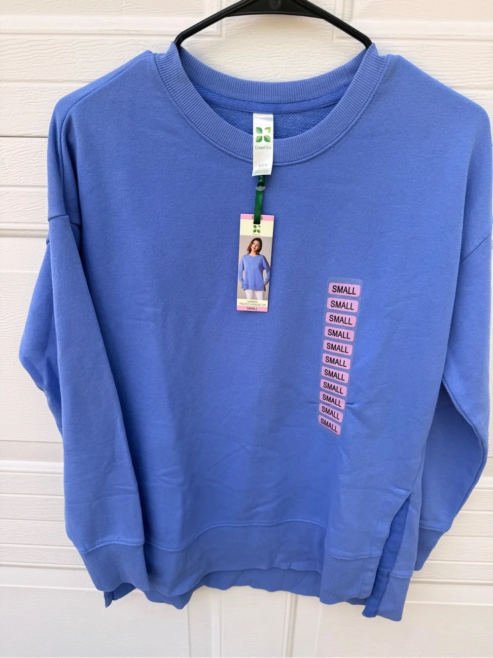 GreenTea Comfy Oversized Colbalt Sweatshirt Split Sides Small NWT